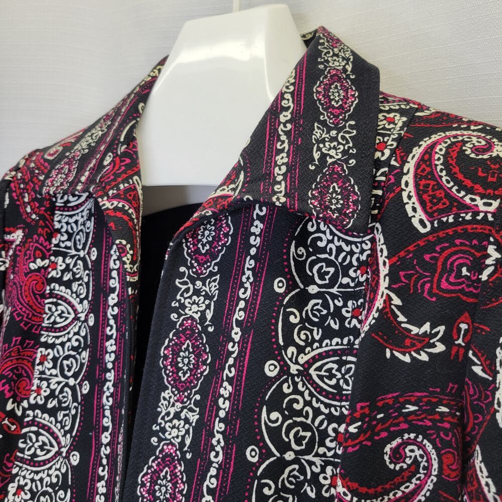 Coldwater Creek Black Pink Paisley Open 3/4 Sleeve Jacket, 14 - Picture 2 of 11